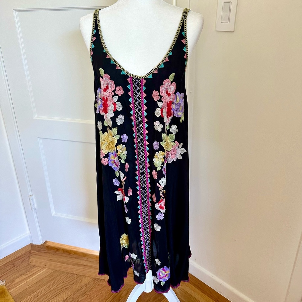 NWT Johnny Was embroidered black sun dress Sz M